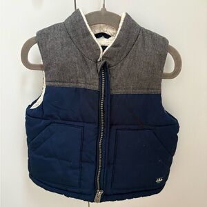GAP 18-24 months baby toddler boy Grey/Navy Blue Fleece puffer Zip Up Vest